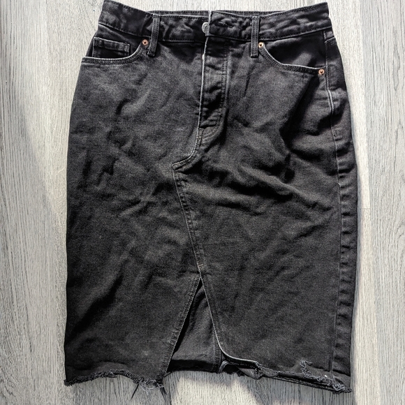 Old Navy High waisted black denim pencil skirt Jeans knee length Size 10 - Picture 1 of 7